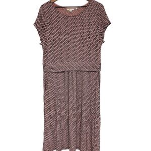 Boden Women Amelie Geometric Print Jersey Knit Dress Size 14R Mauve Short Sleeve